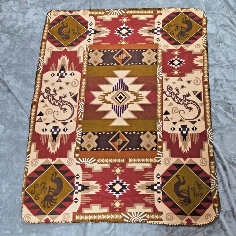 Canyon Sky Southwest Throw Blanket  48x60 Gecko Kokopelli Fleece‎ Southwest New